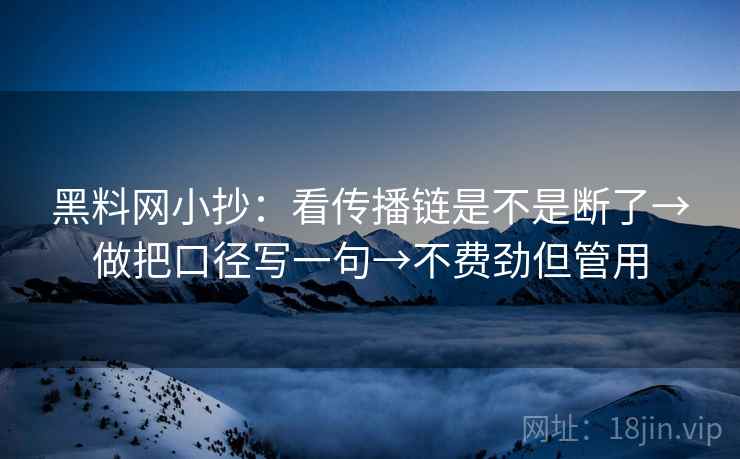 黑料网小抄：看传播链是不是断了→做把口径写一句→不费劲但管用  第2张