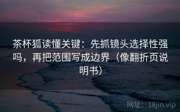 茶杯狐读懂关键：先抓镜头选择性强吗，再把范围写成边界（像翻折页说明书）